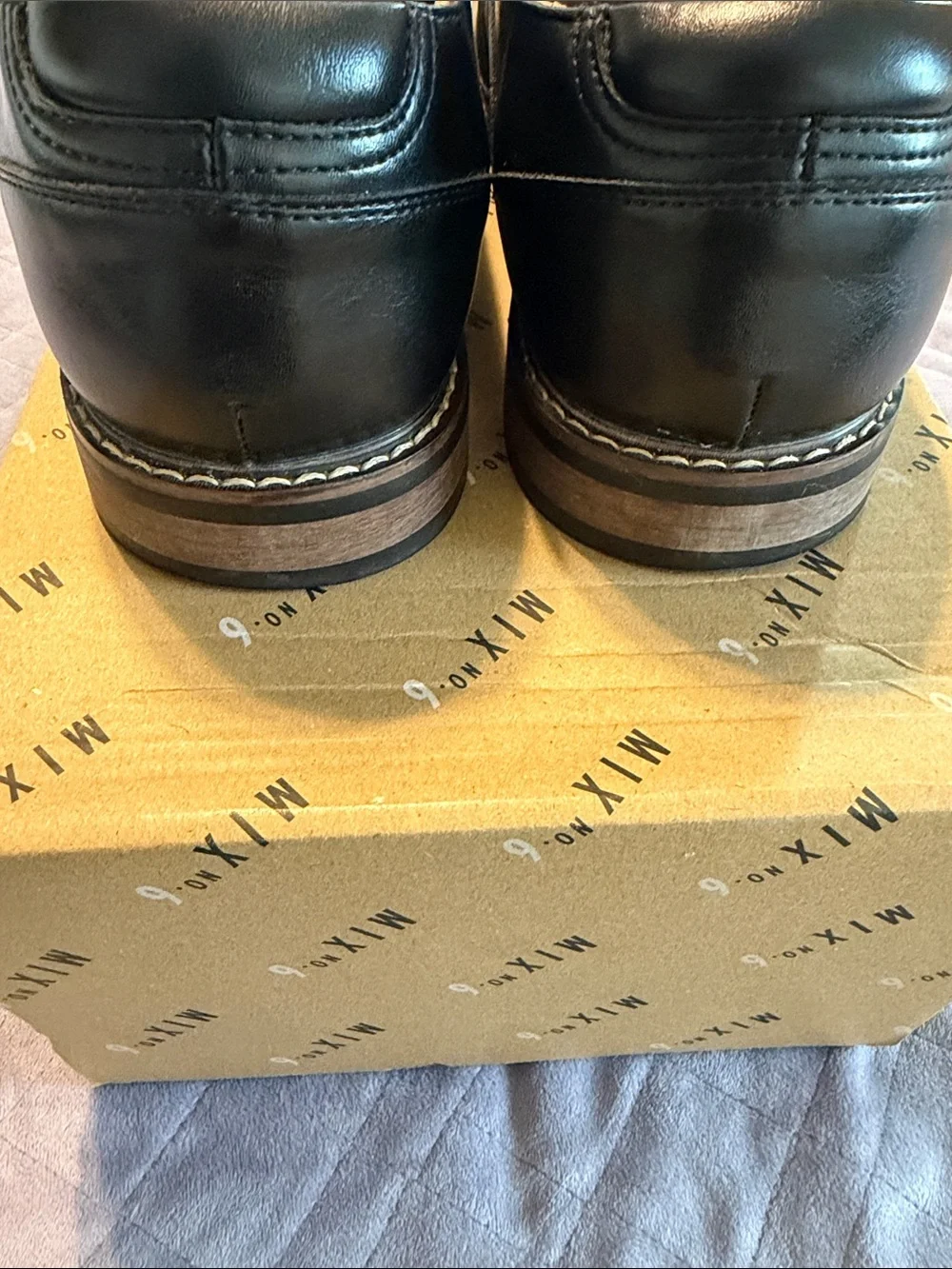 Mix No. 6 Black Leather Lace-Up Oxfords with Orange Insole